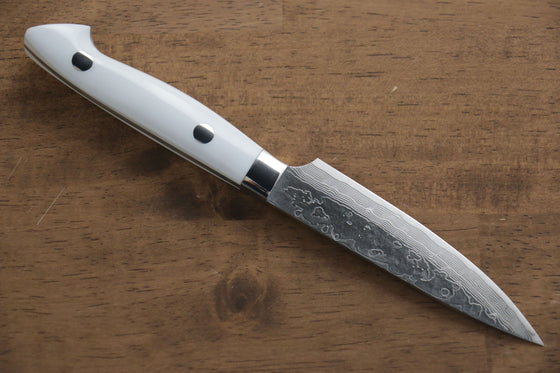 Kazuo Nomura VG10 Damascus Petty-Utility 100mm with White Stone Handle - Seisuke Knife