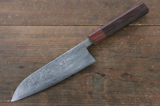 Takayuki Iwai VG10 Fumon Damascus Series Santoku Japanese Chef Knife 165mm Washiki - Seisuke Knife