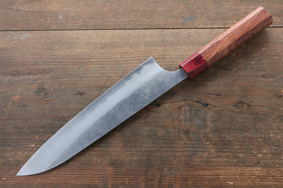 Yoshimi Kato Blue Super Nashiji Gyuto  210mm with Red Honduras Handle - Seisuke Knife