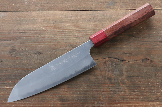 Yoshimi Kato Blue Super Nashiji Santoku 170mm with Red Honduras Handle - Seisuke Knife