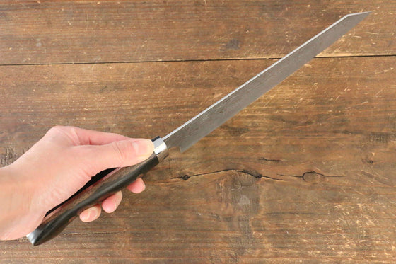 Yoshimi Kato R2/SG2 Damascus Bunka Japanese Knife 200mm with Black Persimmon Handle - Seisuke Knife