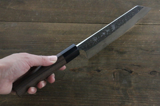 Yu Kurosaki Blue Super Clad Hammered Kurouchi Bunka Japanese Chef Knife 165mm - Seisuke Knife