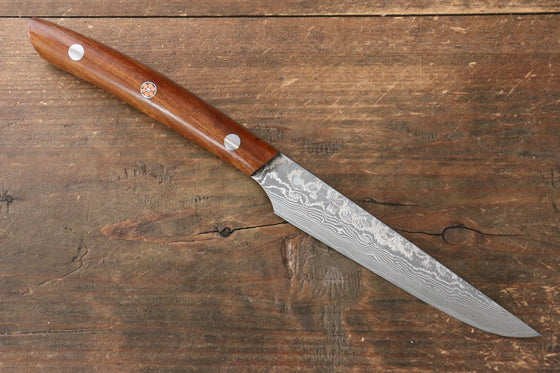 Takeshi Saji R2/SG2 Black Damascus Steak Japanese Knife 125mm Ironwood Handle - Seisuke Knife