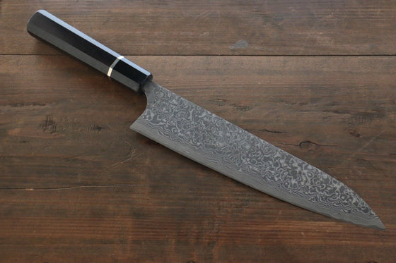 Takeshi Saji R2/SG2 Black Damascus Gyuto Japanese Knife 240mm Ebony Wood Handle - Seisuke Knife