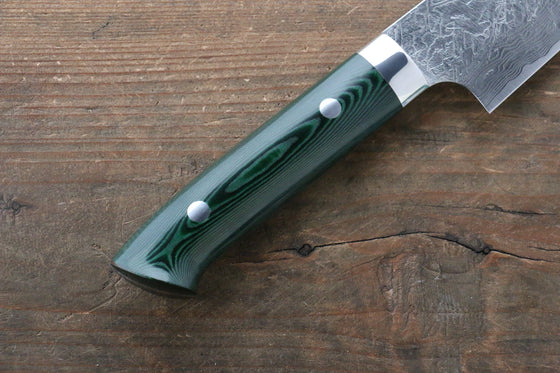 Takeshi Saji R2/SG2 Diamond Finish Damascus Gyuto Japanese Knife 210mm Green Micarta Handle - Seisuke Knife