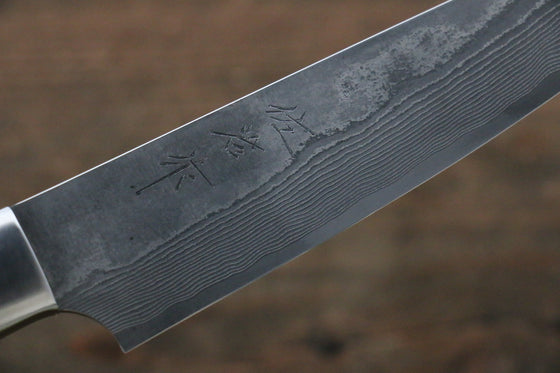 Takeshi Saji VG10 Black Damascus Petty-Utility 135mm Cow Bone Handle - Seisuke Knife