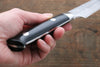 Takeshi Saji VG10 Black Damascus Petty-Utility Japanese Knife 135mm Black Micarta Handle with Sheath - Seisuke Knife