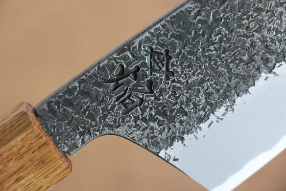 Sakai Takayuki Homura Guren Blue Steel No.2 Kurouchi Hammered Gyuto 225mm with Burnt Oak Handle - Seisuke Knife