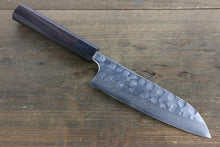  Seisuke Blue Steel No.2 Hammered Damascus Santoku Japanese Chef Knife 180mm - Seisuke Knife