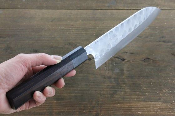 Seisuke Blue Steel No.2 Hammered Damascus Santoku Japanese Chef Knife 180mm - Seisuke Knife
