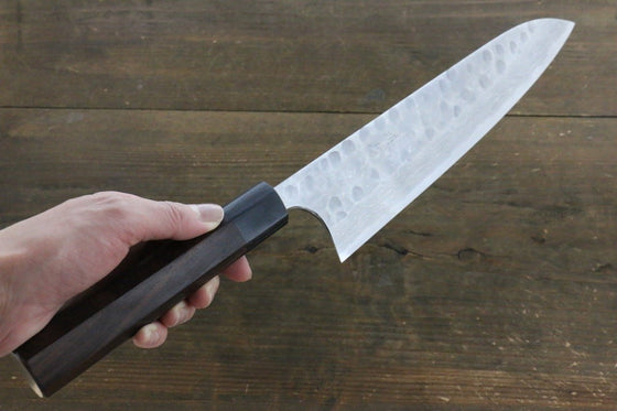 Seisuke Blue Steel No.2 Hammered Damascus Gyuto Japanese Knife 240mm with Shitan Handle - Seisuke Knife