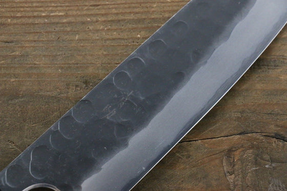 Seisuke Blue Steel No.2 Hammered Kurouchi Santoku Japanese Chef Knife 180mm with Shitan Handle - Seisuke Knife