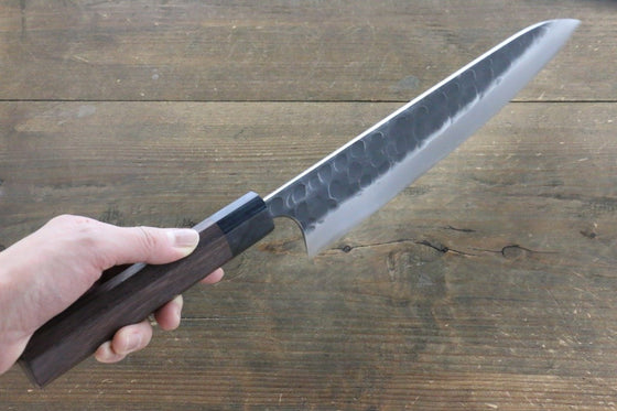 Seisuke Blue Steel No.2 Hammered Kurouchi Gyuto Japanese Chef Knife 240mm with Shitan Handle - Seisuke Knife