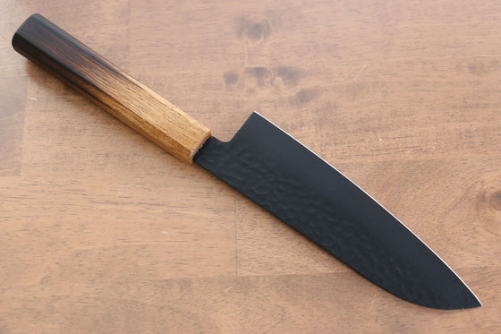 Sakai Takayuki Kurokage VG10 Hammered Teflon Coating Santoku 170mm Burnt Oak Handle - Seisuke Knife