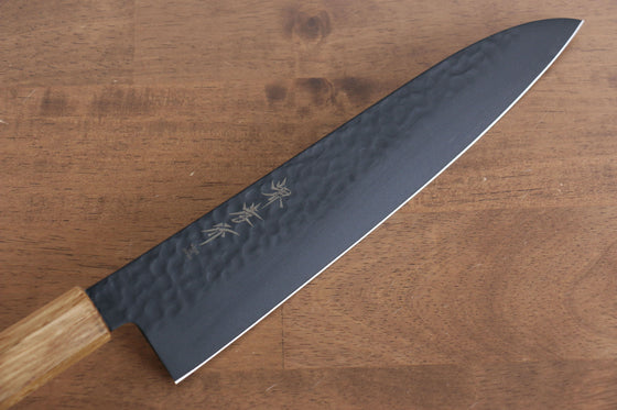 Sakai Takayuki Kurokage VG10 Hammered Teflon Coating Gyuto 240mm Burnt Oak Handle - Seisuke Knife