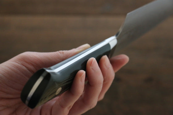 Takeshi Saji VG10 Damascus Santoku Japanese Chef Knife 180mm wtih Black Micarta  handle - Seisuke Knife