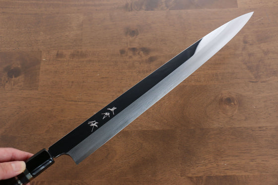 Yu Kurosaki Blue Steel No.2 Mirrored Finish Yanagiba 330mm Ebony with Double Water Buffalo Ring Handle - Seisuke Knife