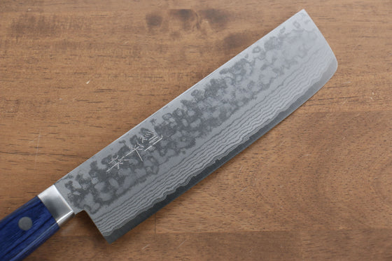 Kunihira Sairyu VG10 Damascus Usuba 165mm Blue Pakka wood Handle - Seisuke Knife