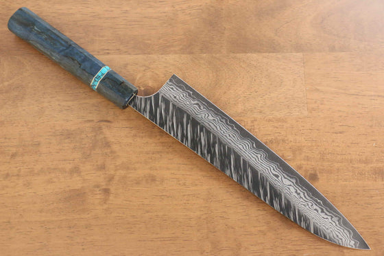 Yu Kurosaki Fujin VG10 Hammered Gyuto 240mm Maple(With turquoise ring Blue) Handle - Seisuke Knife
