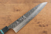 Yu Kurosaki Fujin VG10 Hammered Gyuto Japanese Knife 240mm Maple(With turquoise ring Blue) Handle - Seisuke Knife