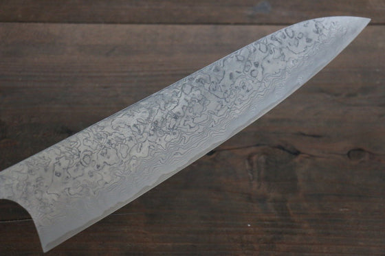 Takeshi Saji R2/SG2 Diamond Finish Damascus Gyuto  240mm Ebony Wood Handle - Seisuke Knife