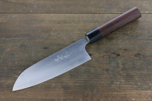  Ogata White Steel No.2 Damascus Santoku Japanese Knife 165mm with Shitan Handle - Seisuke Knife
