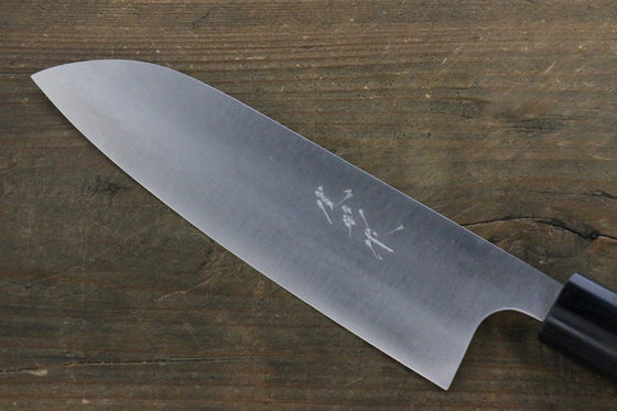 Ogata White Steel No.2 Damascus Santoku Japanese Knife 165mm with Shitan Handle - Seisuke Knife