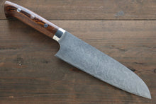  Takeshi Saji SG2 Diamond Finish Damascus Santoku Japanese Chef Knife 180mm wtih Iron Wood handle - Seisuke Knife
