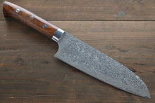  Takeshi Saji SG2 Black Damascus Santoku Japanese Chef Knife 180mm wtih Iron Wood handle - Seisuke Knife