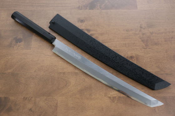 Sakai Takayuki Zangetsu White Steel No.1 Sakimaru Yanagiba 330mm Ebony Wood Handle with Sheath - Seisuke Knife