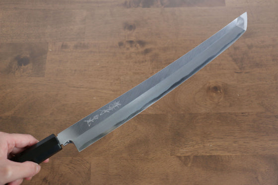 Sakai Takayuki Zangetsu White Steel No.1 Sakimaru Yanagiba 330mm Ebony Wood Handle with Sheath - Seisuke Knife