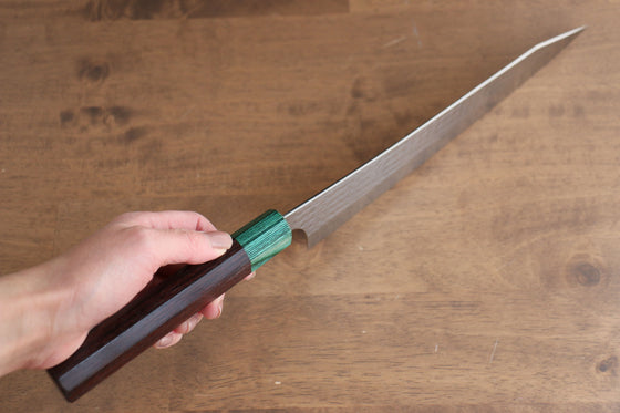 Yu Kurosaki Senko Ei R2/SG2 Hammered Gyuto 240mm Shitan Handle (Green) - Seisuke Knife