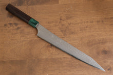  Yu Kurosaki Senko Ei SG2 Hammered Sujihiki 240mm Shitan (ferrule: Green Pakka wood) Handle - Seisuke Knife