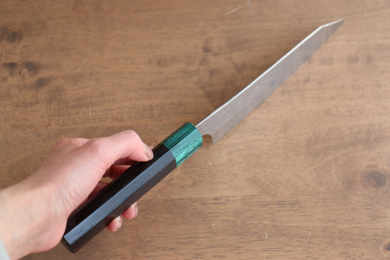 Yu Kurosaki Senko Ei R2/SG2 Hammered Santoku 165mm Shitan (ferrule: Green Pakka wood) Handle - Seisuke Knife