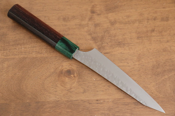 Yu Kurosaki Senko Ei SG2 Hammered Petty-Utility 130mm Shitan (ferrule: Green Pakka wood) Handle - Seisuke Knife