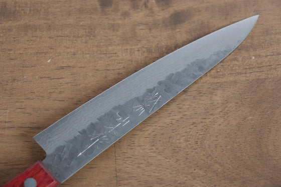 Nao Yamamoto VG10 Hammered Damascus Nashiji Petty-Utility 160mm with Red Pakkawood Handle - Seisuke Knife
