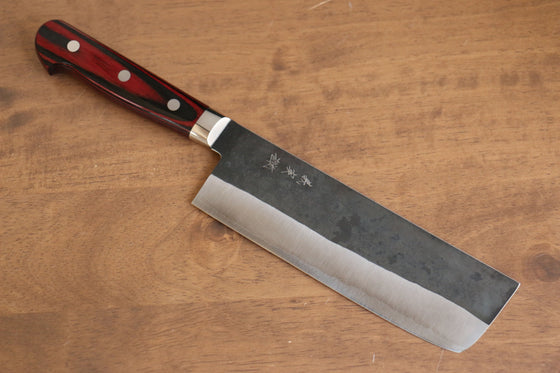 Yoshimi Kato Blue Super Clad Kurouchi Nakiri Japanese Chef Knife 170mm - Seisuke Knife