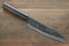 Ogata White Steel No.2 Kurouchi Damascus Santoku  180mm with Shitan Handle - Seisuke Knife