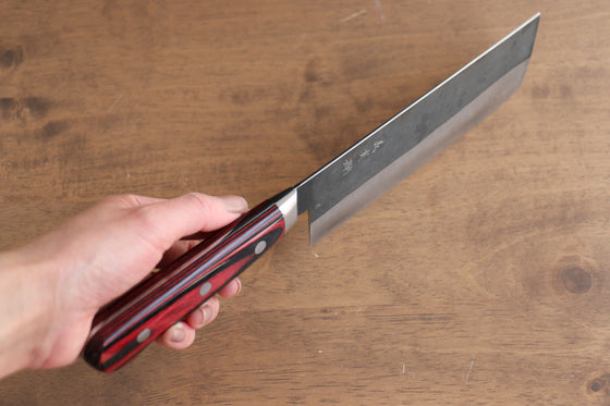 Yoshimi Kato Blue Super Clad Kurouchi Nakiri Japanese Chef Knife 170mm - Seisuke Knife