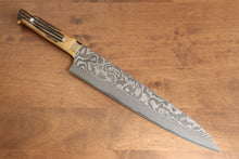  Takeshi Saji VG10 Black Damascus Gyuto 270mm Brown Cow Bone Handle - Seisuke Knife