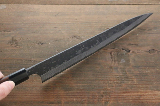 Ogata White Steel No.2 Kurouchi Damascus Sujihiki Japanese Knife 240mm with Shitan Handle - Seisuke Knife