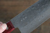 Nao Yamamoto VG10 Hammered Damascus Santoku Japanese Knife 170mm with Red Pakka wood Handle - Seisuke Knife