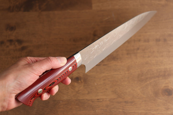 Takeshi Saji SRS13 Hammered Gyuto 210mm Red Micarta Handle - Seisuke Knife