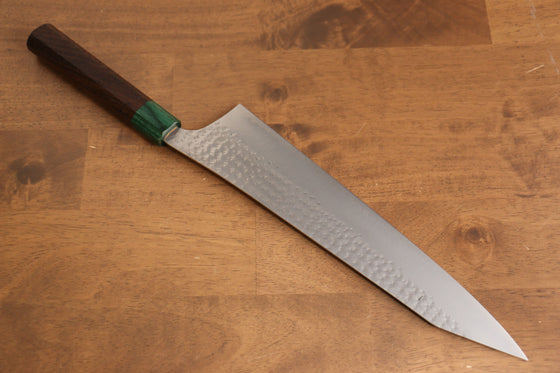 Yu Kurosaki Senko Ei SG2 Hammered Gyuto 270mm Shitan (ferrule: Green Pakka wood) Handle - Seisuke Knife