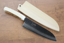  Sakai Takayuki VG10 33 Layer Damascus Santoku 180mm Cow Bone Handle with Sheath - Seisuke Knife