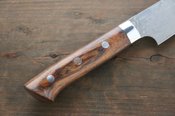 Takeshi Saji R2/SG2 Diamond Finish Damascus Sujihiki Japanese Chef Knife 240mm wtih Iron Wood handle - Seisuke Knife