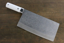  Takeshi Saji SRS13 Hammered Chinese Cleaver Japanese Knife 225mm White Stone Handle - Seisuke Knife