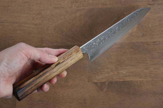 Anryu VG10 Migaki Finished Damascus Petty-Utility 150mm Oak Handle - Seisuke Knife