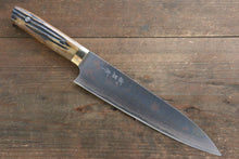  Takeshi Saji Blue Steel No.2 Colored Damascus Gyuto Japanese Knife 210mm Brown Cow Bone Handle - Seisuke Knife