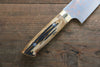 Takeshi Saji Blue Steel No.2 Colored Damascus Gyuto 210mm Brown Cow Bone Handle - Seisuke Knife